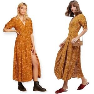 Faithfull The Brand Wrap Dress Chiara Midi Dress Polka Dot Boho Flowy
